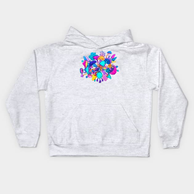 Mushroom Mandala - Zen Hippie Art Kids Hoodie by rosiemoonart